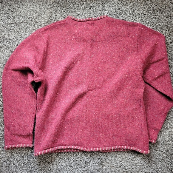 𝅺WOOLRICH Vintage Wool Red Long Sleeve Sweater Woman's Size Medium - Picture 5 of 6